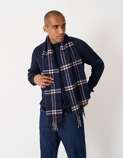 Wool Scarf in Navy Check