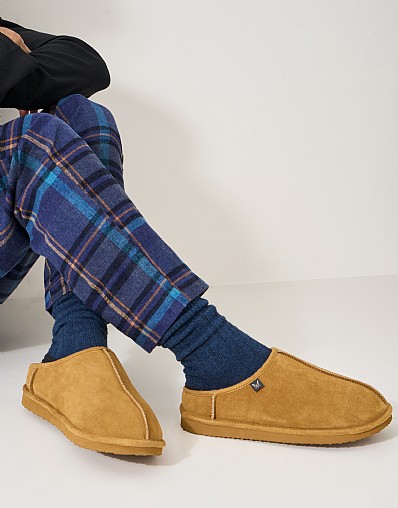 Suede Mule Slipper in Tan