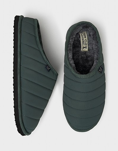 Quilted Nylon Slipper in Green