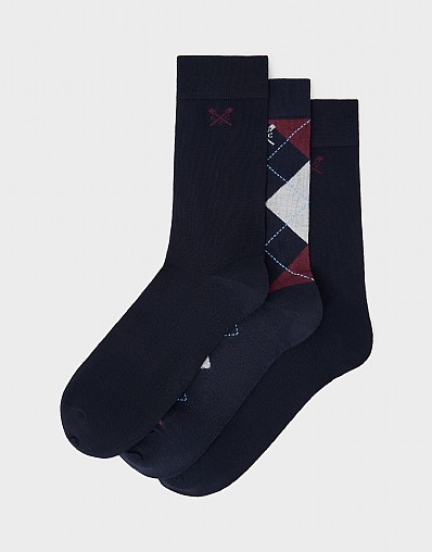 3 Pack Bamboo Socks in Navy, Burgundy and Grey