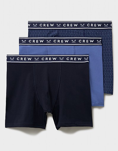 3 Pack Jersey Boxers in Navy and Blue Geo Print