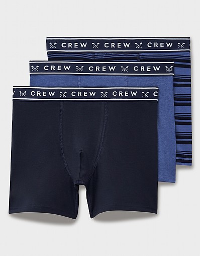 3 Pack Jersey Boxer in Navy Stripe