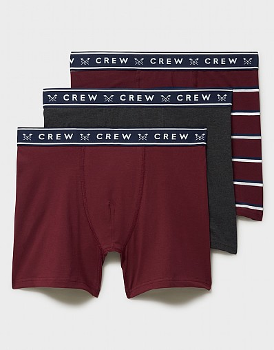 3 Pack Jersey Boxers in Burgundy and Grey