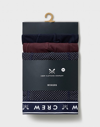 3-Pack Jersey Boxers in Navy and Burgundy