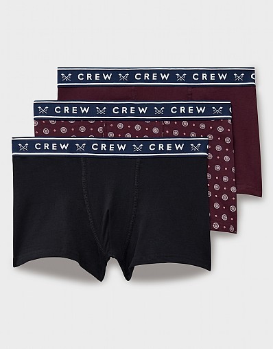 3 Pack Boxer Briefs in Navy and Burgundy