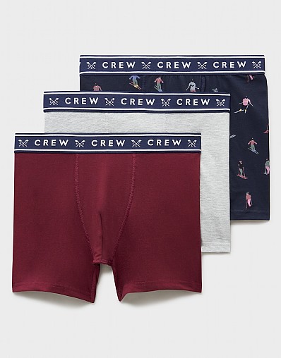 3 Pack Jersey Ski Print Boxer in Navy