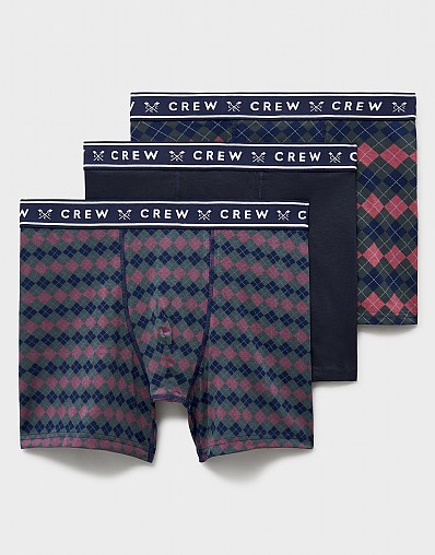 3 Pack Jersey Boxers in Argyle