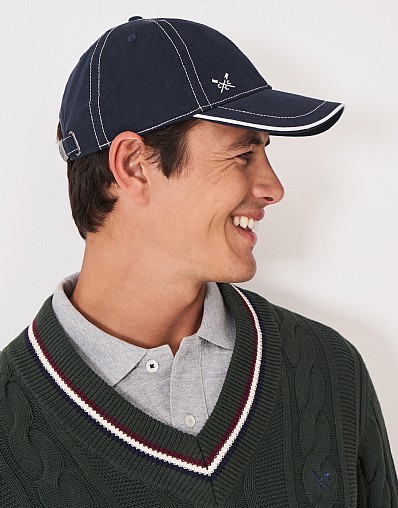 Piped Cotton Cap in Navy