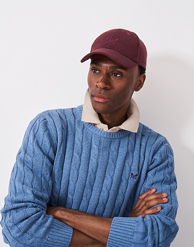 Wool Blend Crew Cap in Burgundy