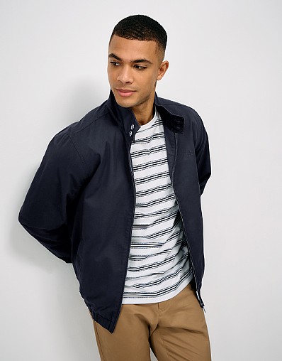Cord Collar Harrington Jacket in Navy