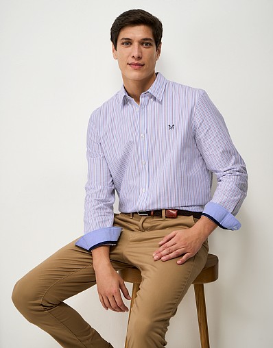 Stripe Classic Fit Oxford Shirt in Pink, Blue and White