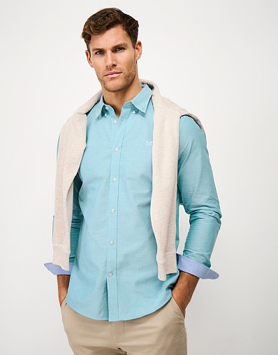Slim Fit Cotton Oxford Shirt in Blue