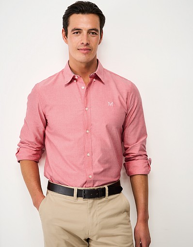 Slim Fit Cotton Oxford Shirt in Pink