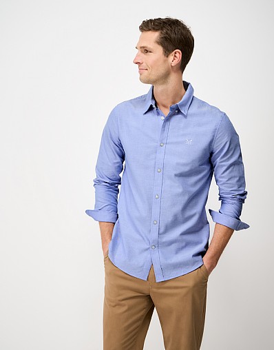 Slim Fit Cotton Oxford Shirt in Sky Blue