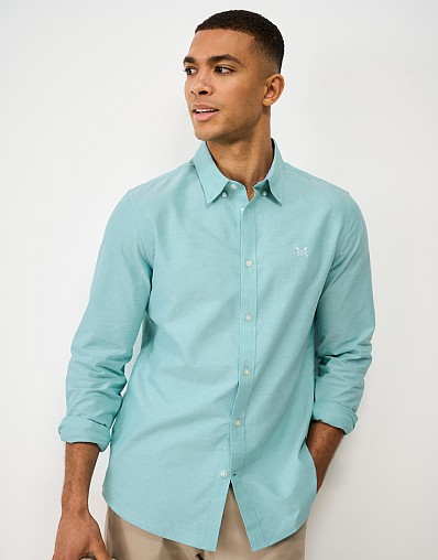 Slim Fit Cotton Oxford Shirt in Green