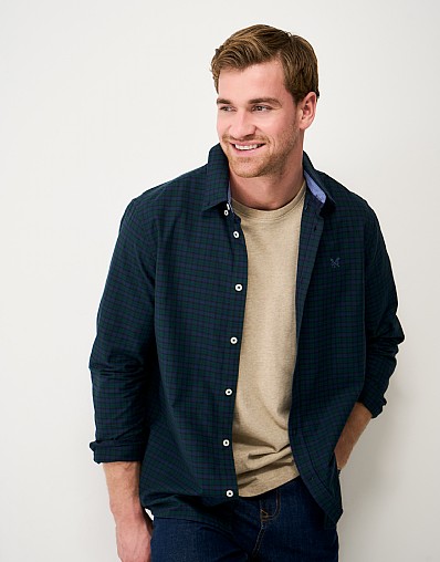 Classic-Fit Blackwatch Check Oxford Cotton Shirt in Navy & Green