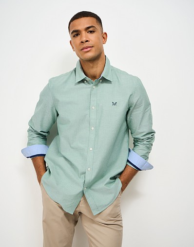 Classic Fit Plain Oxford Shirt in Green