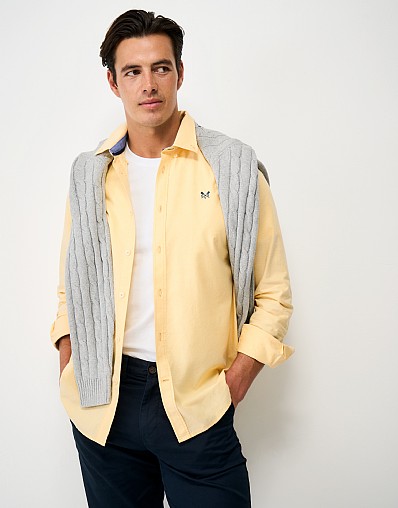 Classic Fit Long-Sleeve Oxford Cotton Shirt in Yellow