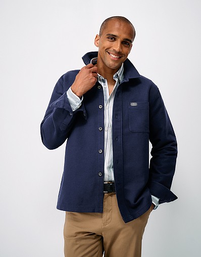 Chamois Cotton Overshirt in Navy