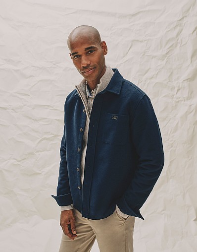 Chamois Cotton Overshirt in Navy