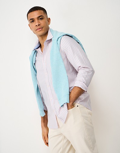 Timsley Stripe Classic Oxford Shirt in Pink & Blue Stripes