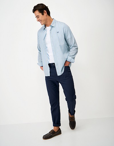 Cotton Flannel Shirt in Blue & Indigo Westgate Stripe