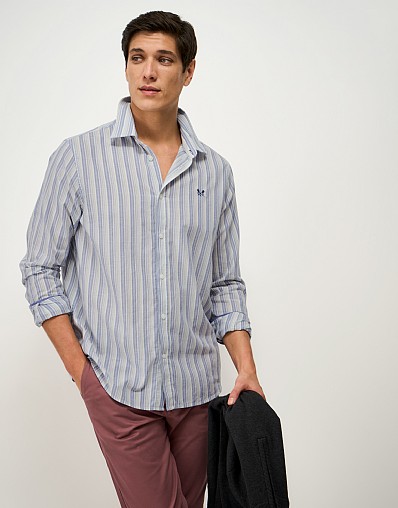 Newport Stripe Broadcloth Shirt in Dutch Blue