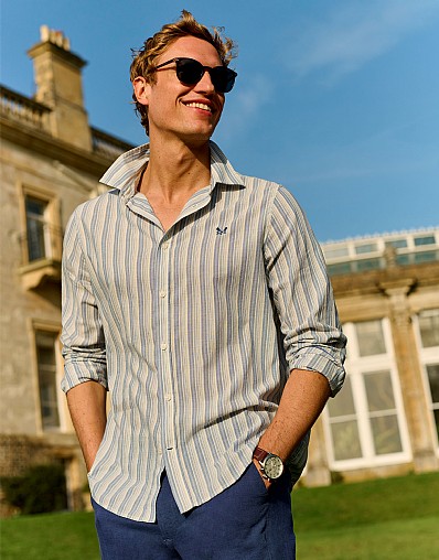 Newport Stripe Broadcloth Shirt in Dutch Blue