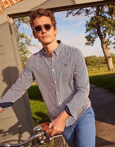 Classic Fit Multi Gingham Shirt in Navy, Blue & White