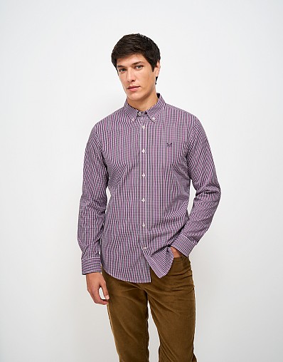 Slim-Fit Cotton Gingham Shirt in Fig & Mulberry