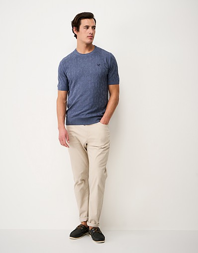 Short Sleeve Textured Jumper in Blue