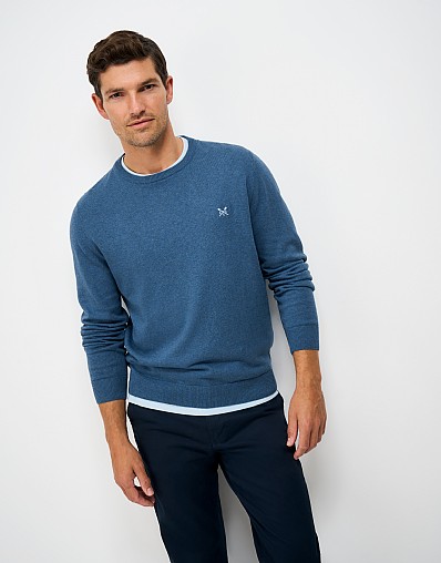 Organic Cotton Crew Neck Jumper in Teal