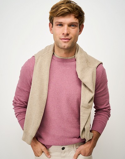 Organic Cotton Crew Neck Jumper in Pink