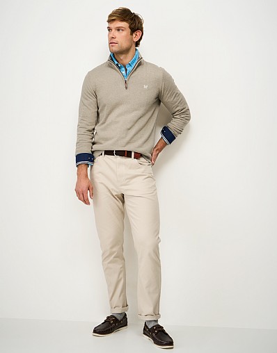 Organic Cotton Half Zip Jumper in Beige