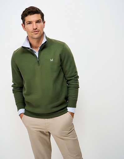 Classic Cotton-Mix Half-Zip Sweatshirt in Forest Green