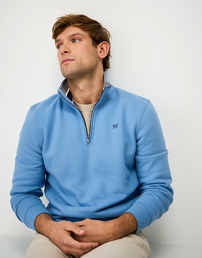 Classic Half-Zip Sweatshirt in Mid-Blue