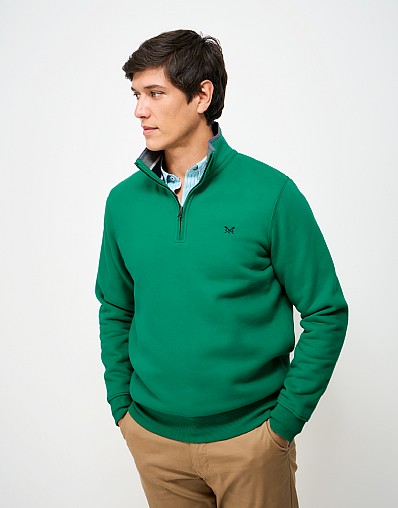 Classic Cotton-Mix Half-Zip Sweatshirt in Green