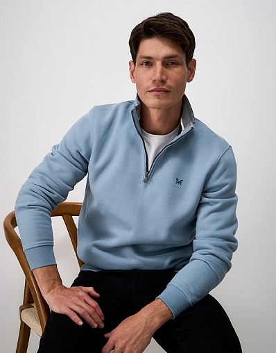 Classic Half Zip Sweatshirt in Blue Grey