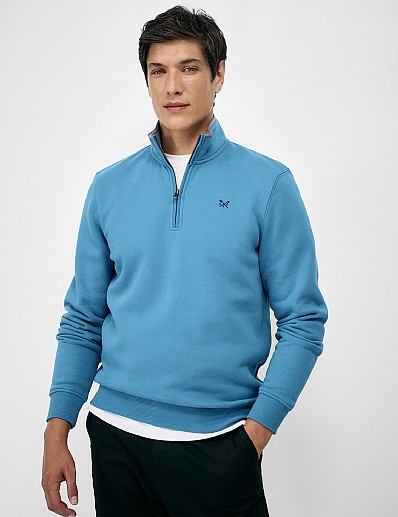 Classic Half Zip Sweat in Mozaic Blue