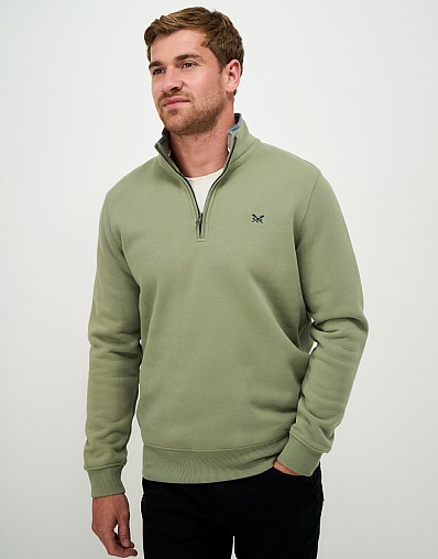 Classic Half Zip Sweatshirt in Oil Green