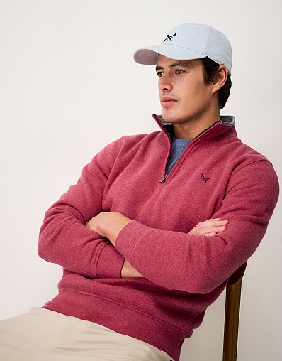 Classic Half-Zip Sweatshirt in Red Marl