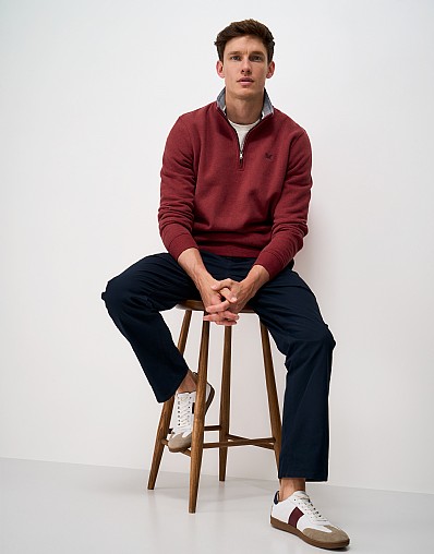 Classic Half Zip Sweat in Red