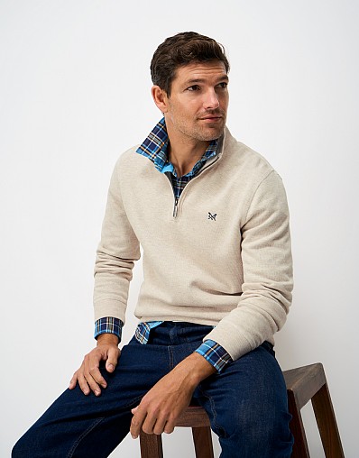 French Rib Half Zip Jumper in White