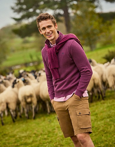 French Rib Half Zip in Purple Marl