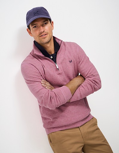 French Rib Half Zip in Dusky Pink