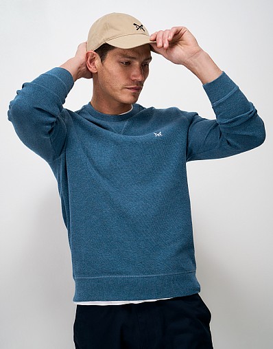 French Rib Crew Neck Jumper in Blue Marl