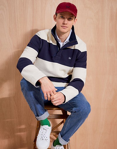 Salcombe Sailing Cut-and-Sew Padstow in Navy and Ecru Stripes