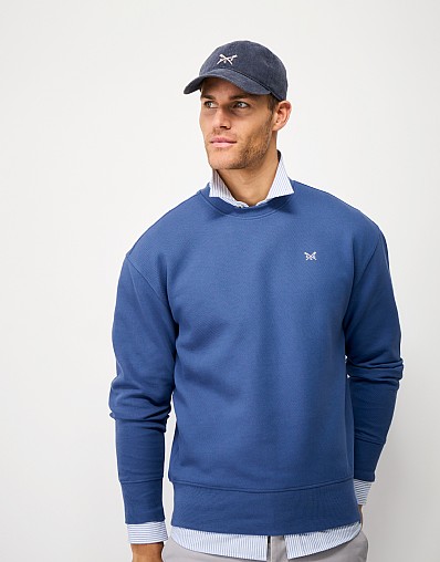 Piqué Crew Sweatshirt in Blue