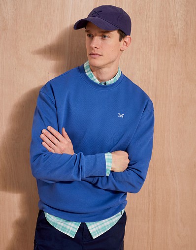 Piqué Crew Sweatshirt in Blue