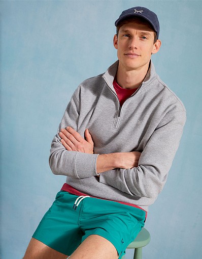 Pique Half Zip Sweatshirt in Grey Marl